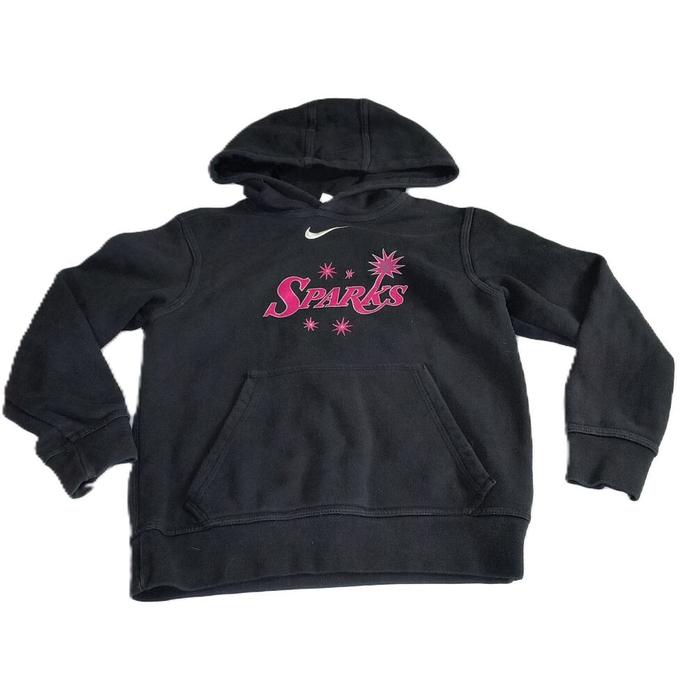 Nike Sparks Girls Pullover Hoodie Swoosh Logo Fleece Causal Black Size S G001 - Picture 2 of 8
